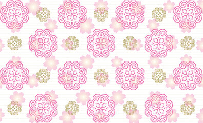 The design imitates the spiral pattern of the Hmong ethnic group, decorated with cherry blossoms and gradient colors.