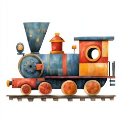 Whimsical Train Art: Vibrant Sideview Locomotive Illustration for Children's Books and Education