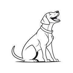 Playful and serene line art of a dog stretching, capturing a moment of joy and simplicity in black and white vector.