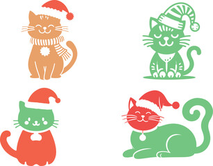 Cute cat  Festive Playful Christmas realistic vector illustration.