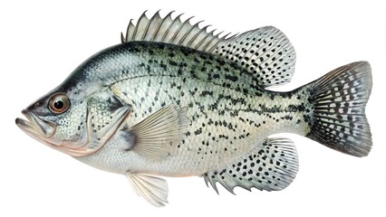 Crappie fish isolated, Crappie fish on white background  