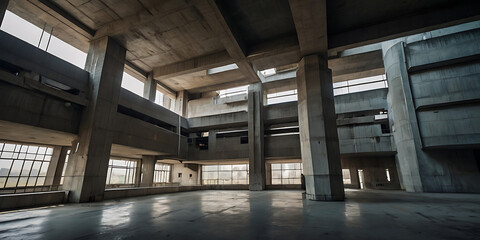 Fototapeta premium brutalist factory building, created by generative ai