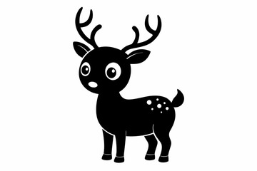 Cute Reindeer Silhouette Vector, Deer Silhouette, Baby Deer Silhouette Vector