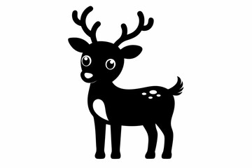 Cute Reindeer Silhouette Vector, Deer Silhouette, Baby Deer Silhouette Vector