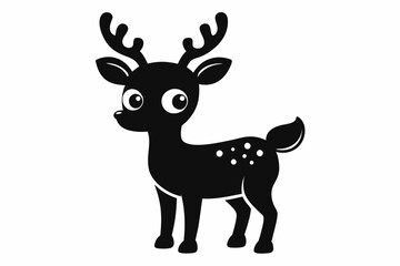 Cute Reindeer Silhouette Vector, Deer Silhouette, Baby Deer Silhouette Vector