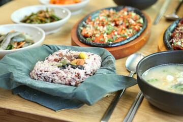 rice and nuts wrapped in lotus leaves
