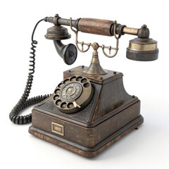 Vintage Isolated Telephone on a Standard Scale Showcasing Historic Design Features. Generative AI