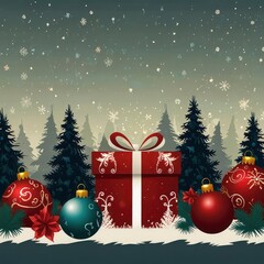 Obraz premium Christmas tree with gifts and decorations