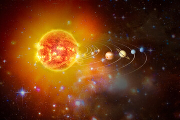 sun with the solar system concept fantasy elements of this image furnished by nasa