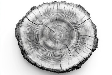 Obraz premium A monochromatic image of a tree trunk remains after cutting, suitable for use in rustic or vintage-themed designs
