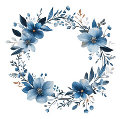 Obraz premium PNG Beautiful blue floral wreath design for decoration