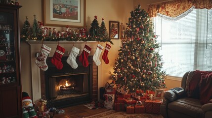 Cozy Christmas Tree and Fireplace Decor