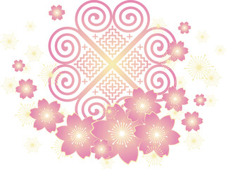 The design imitates the spiral pattern of the Hmong ethnic group, decorated with cherry blossoms and gradient colors.