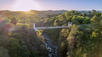 Suspension bridge in the town of 