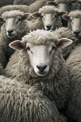 Sheep Flock One Stands Out In Crowd