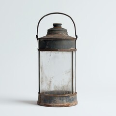 Vintage Glass Lantern with Worn Top Game Art Concept Isolated on White Background