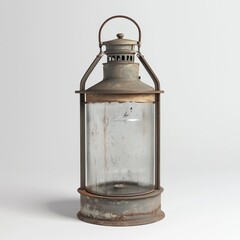 Rustic Vintage Lantern with Glass Chamber Game Art Concept Isolated on White Background