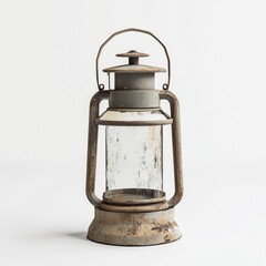 Vintage Oil Lantern with Rustic Handle Game Art Concept Isolated on White Background