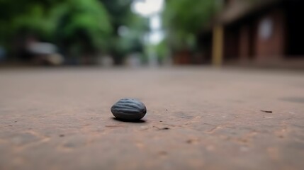 Single Dark Seed Resting On A Street