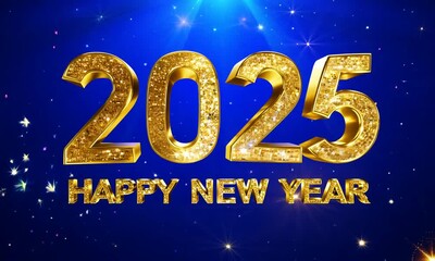 diamonds  2025 celebration with vibrant sparkling lights, blue background 
