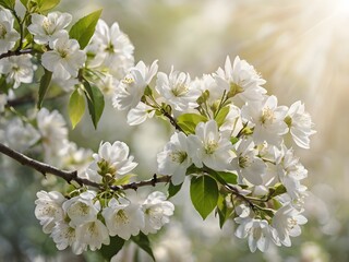 Obraz premium Spring Blossoms White Flowers Sunlight Nature