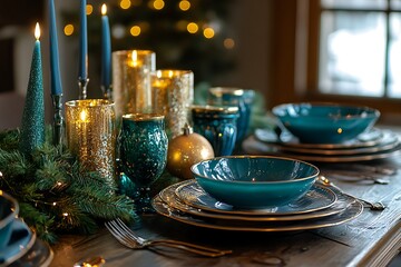 Obraz premium Deep teal with a festive gold glow for New Year�s Eve