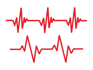 Red heartbeat line icon on white background. Pulse Rate Monitor. Vector illustration. heartline.  Loveline. cardiograph. heartbeat