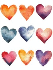 Valentine's day, watercolor illustration in the form of hearts pattern. Heart element design for Valentine's Day