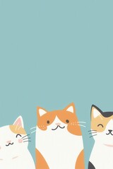 Obraz premium Adorable Cats Displaying Friendship Against a Light Turquoise Background in Charming Style