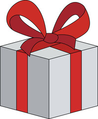 Colorful Gift Box with Red Ribbon and Bow - Festive Vector Illustration for Holidays and Celebrations