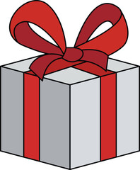 Red Ribbon Wrapped Gift Box - Vibrant Vector Illustration for Festive and Special Occasions