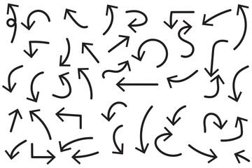Hand drawn arrow vector icons set. sketch arrow design for business plan and education.