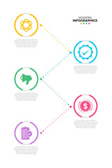 A colorful graphic with a white background and the words Modern Infographics. The graphic is divided into three sections, each with a different colored circle. The circles are connected by lines