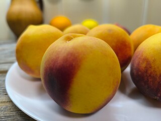 Peaches on a plate. high quality photos