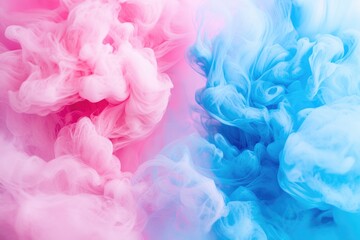 Fototapeta premium A detailed shot of fluffy white clouds with pink and blue hues, ideal for use in travel or weather-themed designs