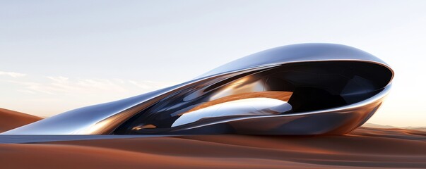 Fototapeta premium A modern architectural masterpiece shaped like a running cheetah, with sleek, aerodynamic glass panels and steel accents.