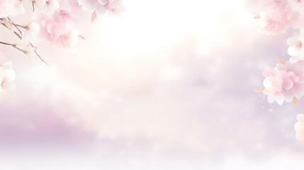 Delicate Pink Blossoms Frame Soft Pastel Background