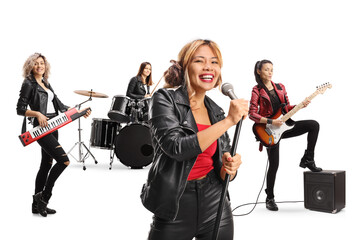 Female music band performing with a filipina lead singer