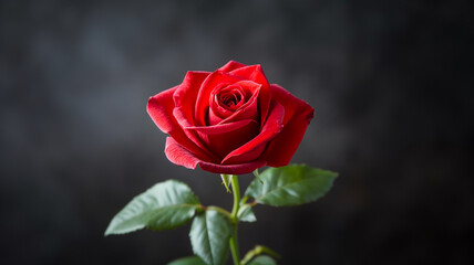 Naklejka premium A red rose against a dark background.