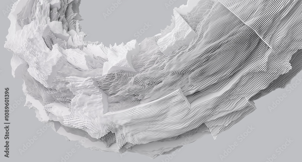 Fototapete 3d render of abstract detailed shape. dynamic futuristic background.