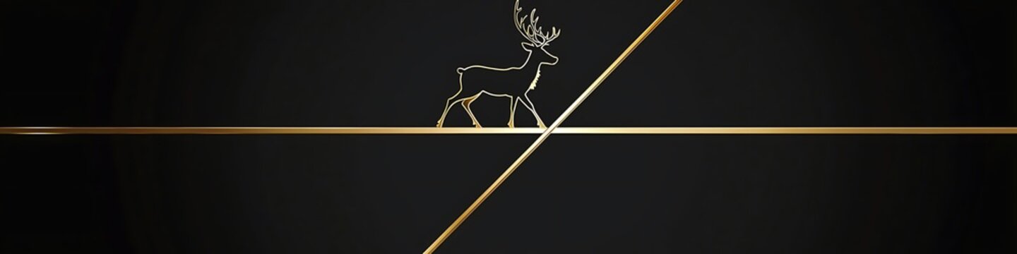 recommend clip art: Black and gold split banner with a central reindeer silhouette crossing the split, thin metallic gold line to accentuate the division, sleek and elegant