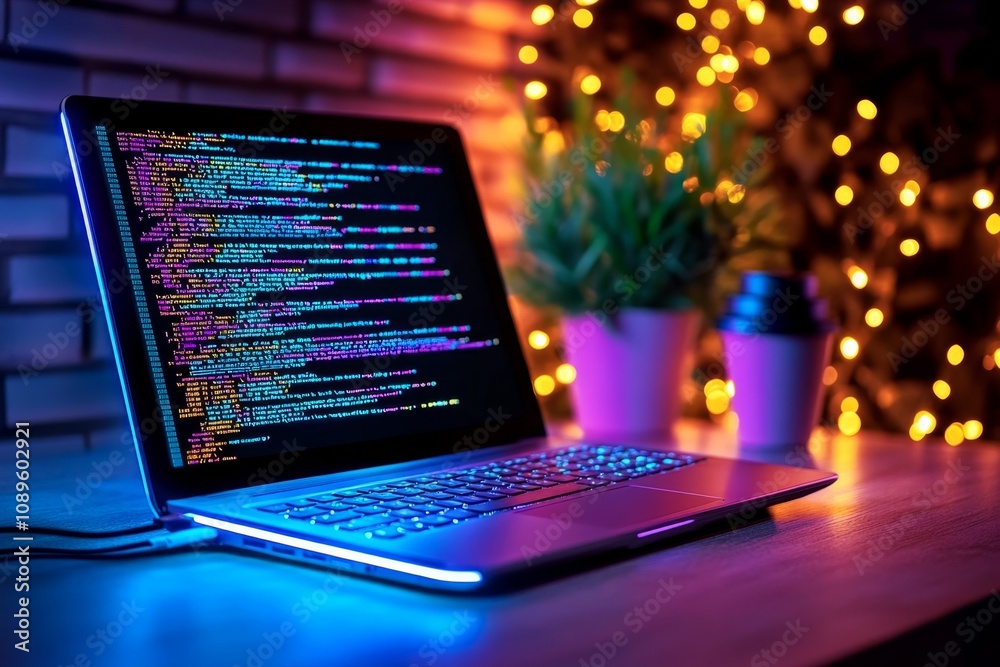Fototapete Ajax written in bold, sleek letters on a developerâ€™s computer screen, with HTML, CSS, and JavaScript code in the background