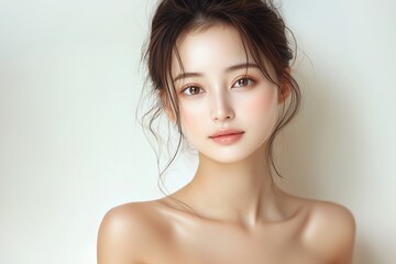 Naklejka premium beautiful asian woman with beauty skin