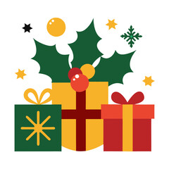 christmas tree and gifts silhouette vector illustration 
