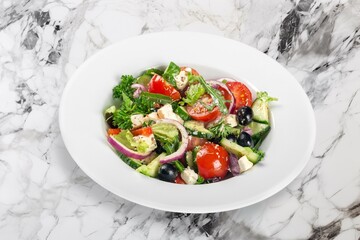 fresh mixed salad with ripe vegetables