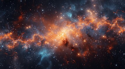 Naklejka premium A stunning view of a nebula in deep space, featuring swirling clouds of gas and dust in shades 