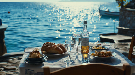 Greek taverna table setup