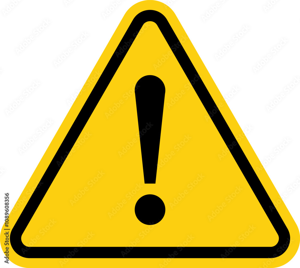 Wall mural warning dangerous attention icon set, danger symbol, warning icon. yellow, red caution warn in eps o