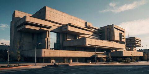 Fototapeta premium brutalist hospital building, created by generative ai
