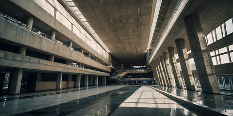 brutalist hospital building, created by generative ai